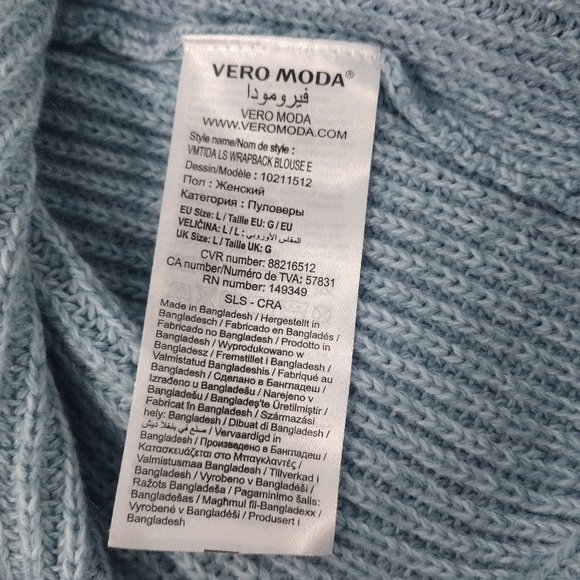 Vero Moda tida wrap back blue tone long sleeve sweater size L - Picture 5 of 10